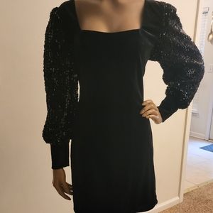 Black cocktail dress velvet and sequin size L